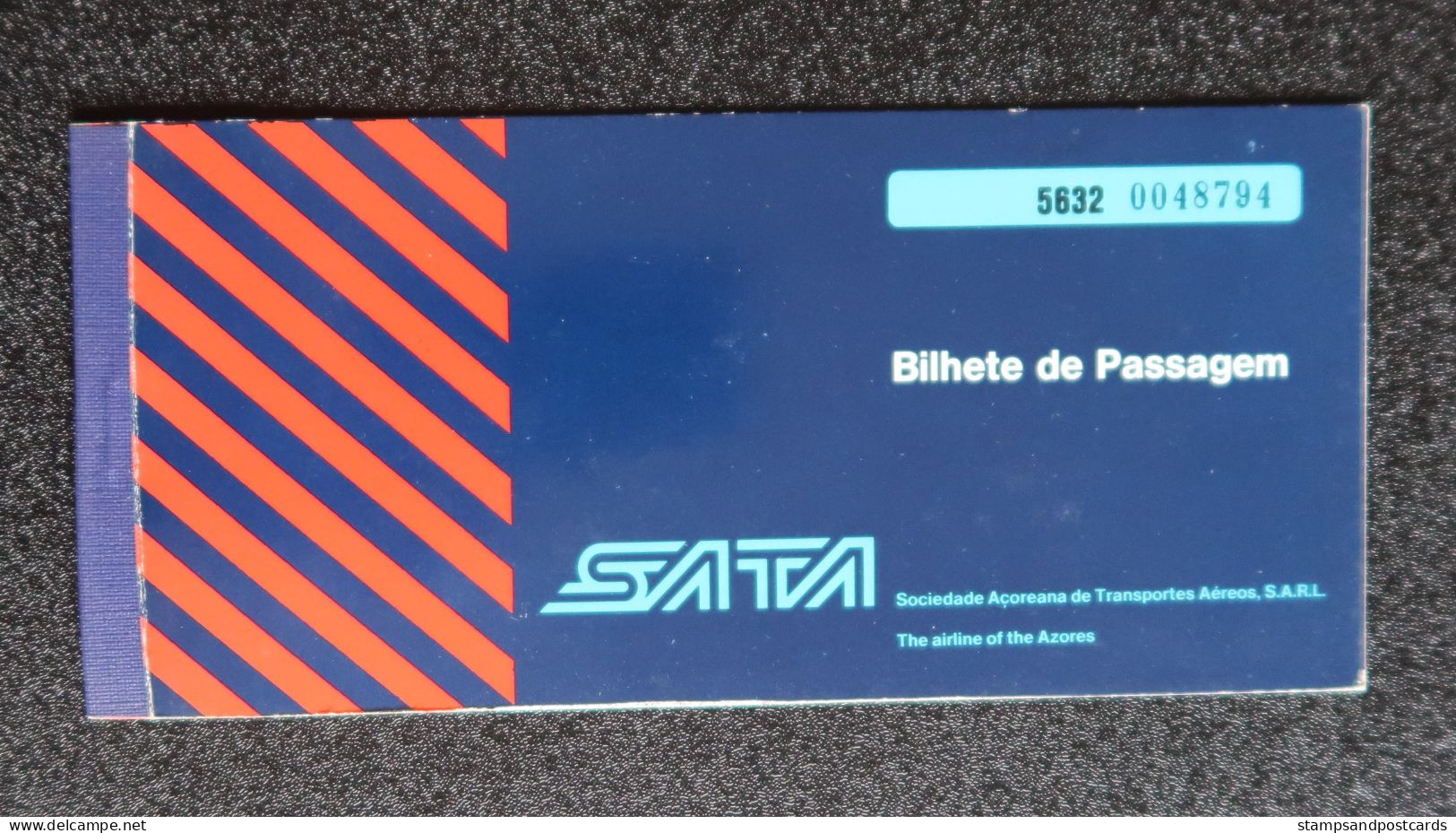 Billet Avion 1977 SATA Linha Aérea Dos Açores Portugal Azores Airlines Plane Ticket - Europe