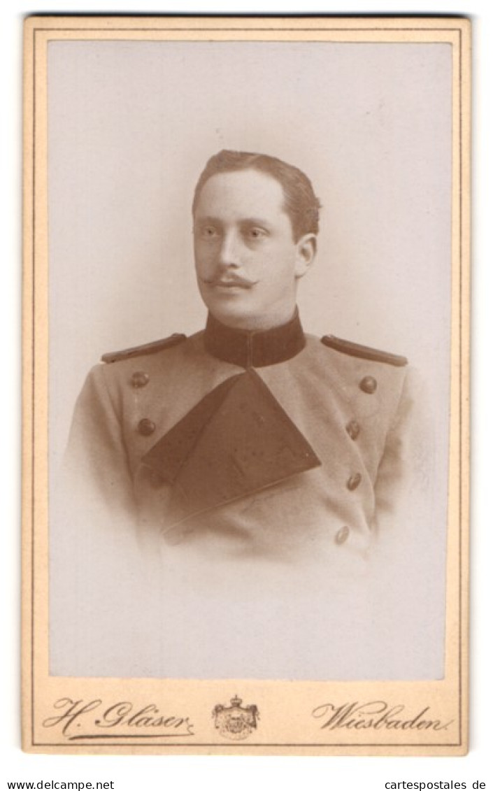 Fotografie H. Gläser, Wiesbaden, Taunustr. 19, Portrait Jäger In Uniform Mit Moustache  - Professions