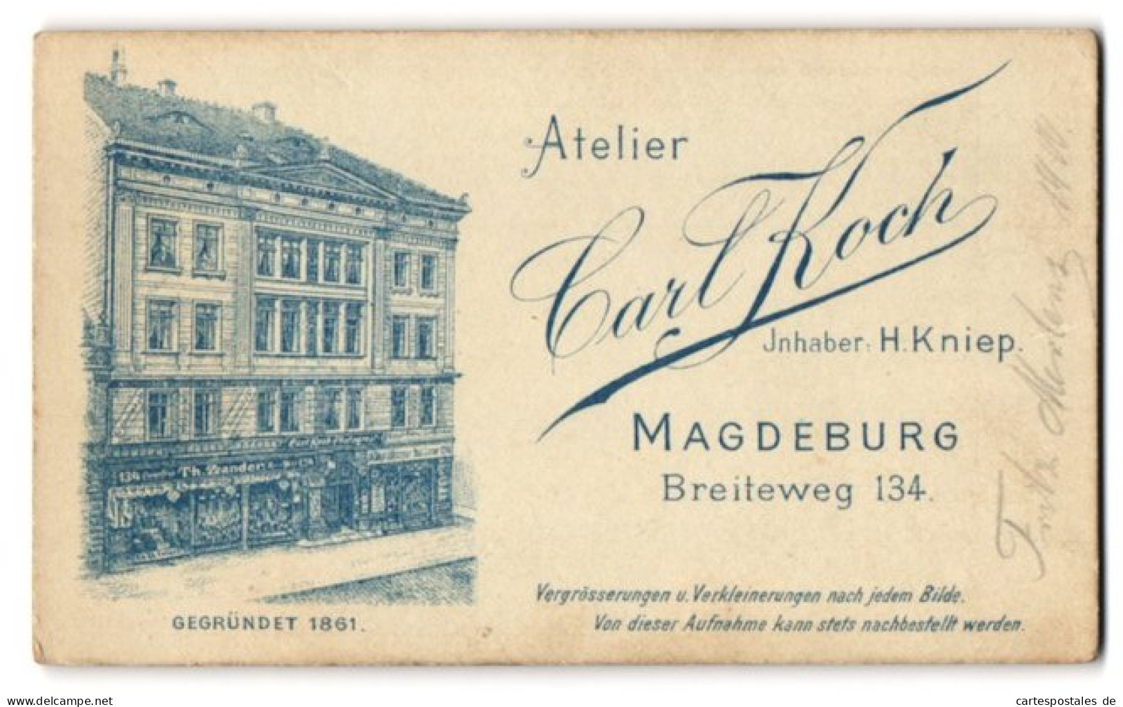 Fotografie Carl Koch, Magdeburg, Breiteweg 134, Ansicht Magdeburg, Fasade Des Ateliersgebäudes  - Lugares