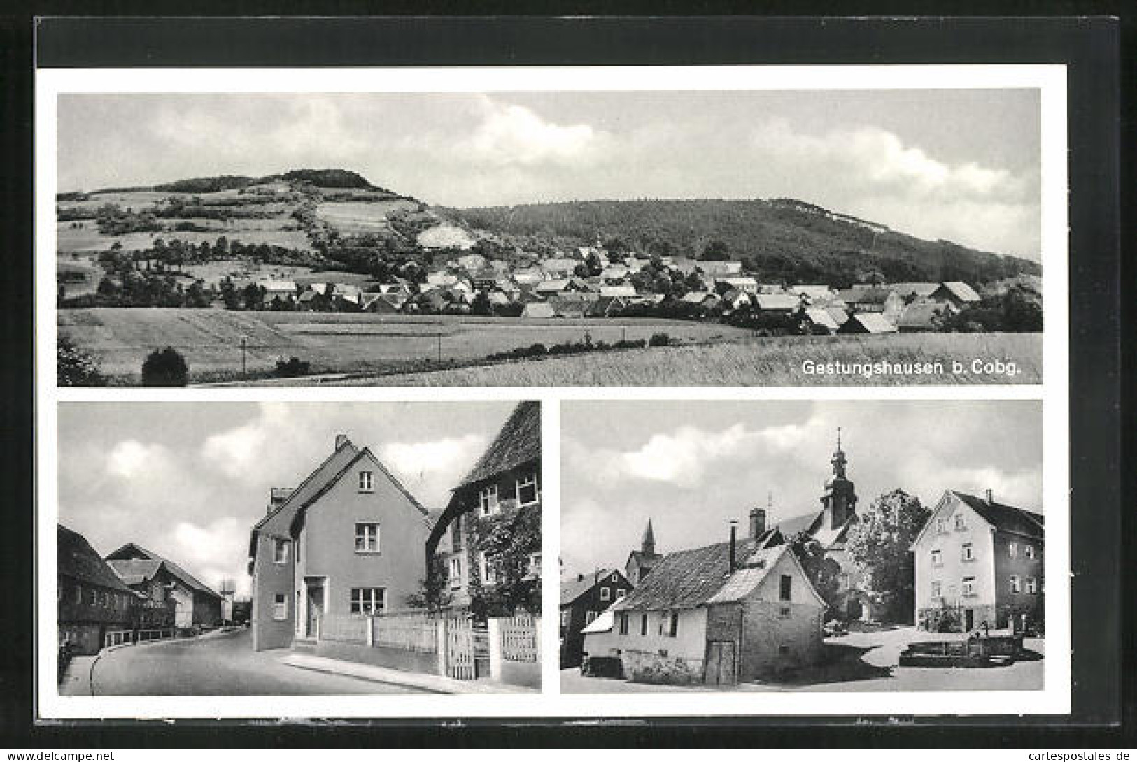 AK Gestungshausen B. Coburg, Totalansicht, Strassenpartie  - Coburg