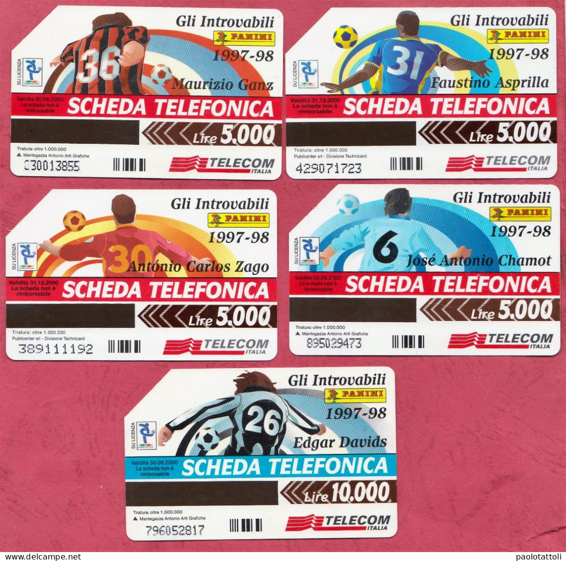 Italy, Telecom- Gli Introvabili Panini 1997-98. Phone Card Used By 5000 & 10000 Lire- Ed. Mantegazza & Publicenter- - Publiques Ordinaires