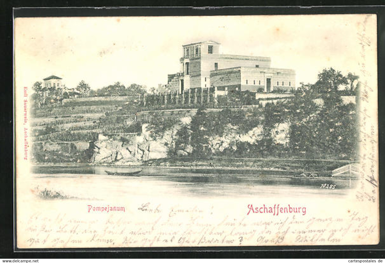 Relief-AK Aschaffenburg, Pompejanum Am Fluss  - Sonstige & Ohne Zuordnung