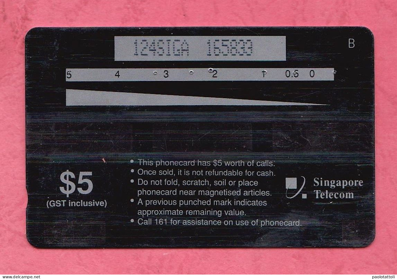 Singapore- 1998 Calendar- Singapore Telecom. Used Phone Card By 5 Dollars. - Singapore