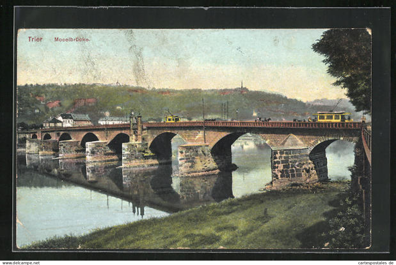AK Trier, Moselbrücke, Strassenbahn  - Tramways