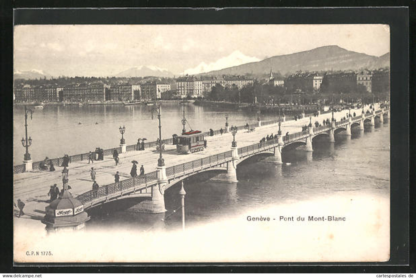 AK Genève, Pont Du Mont-Blanc, Strassenbahn  - Tram