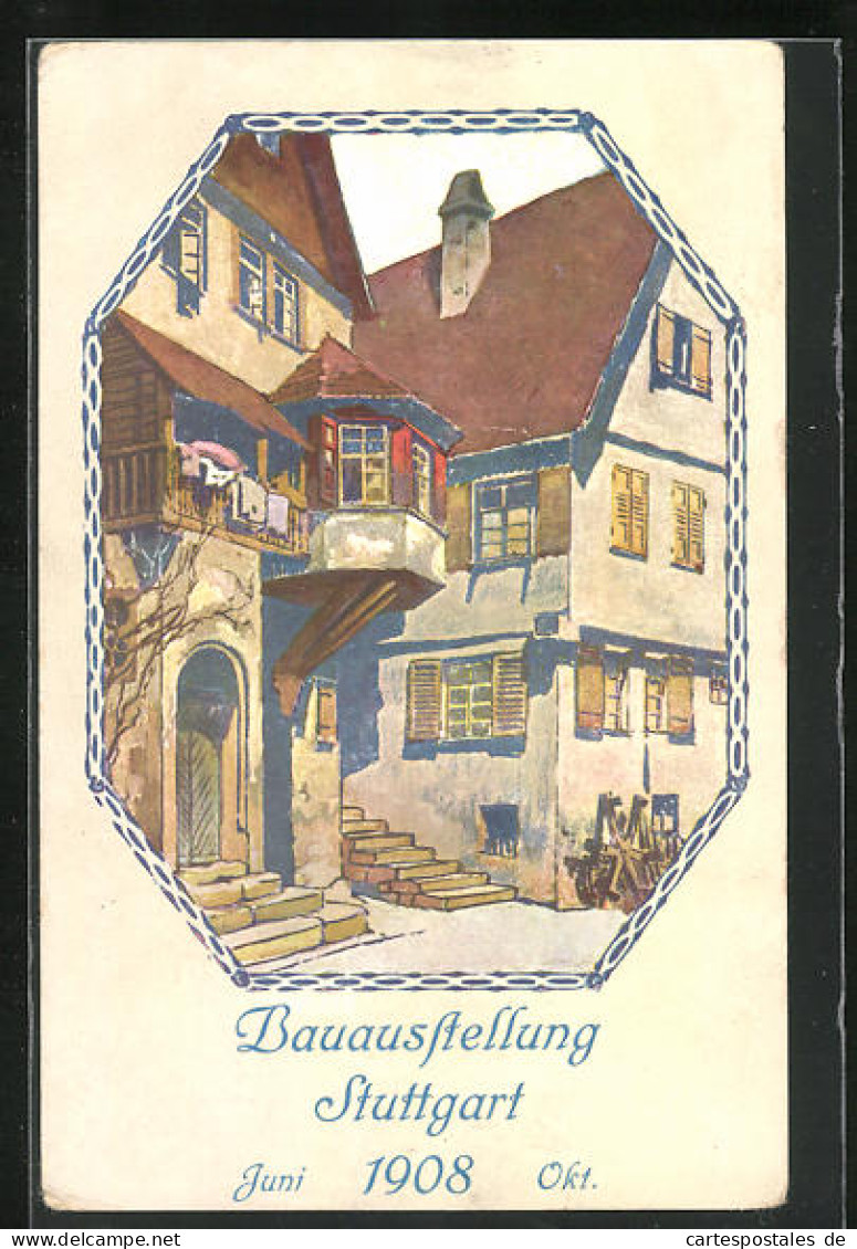 Künstler-AK Stuttgart, Bauaustellung 1908, Wohnhäuser  - Exhibitions