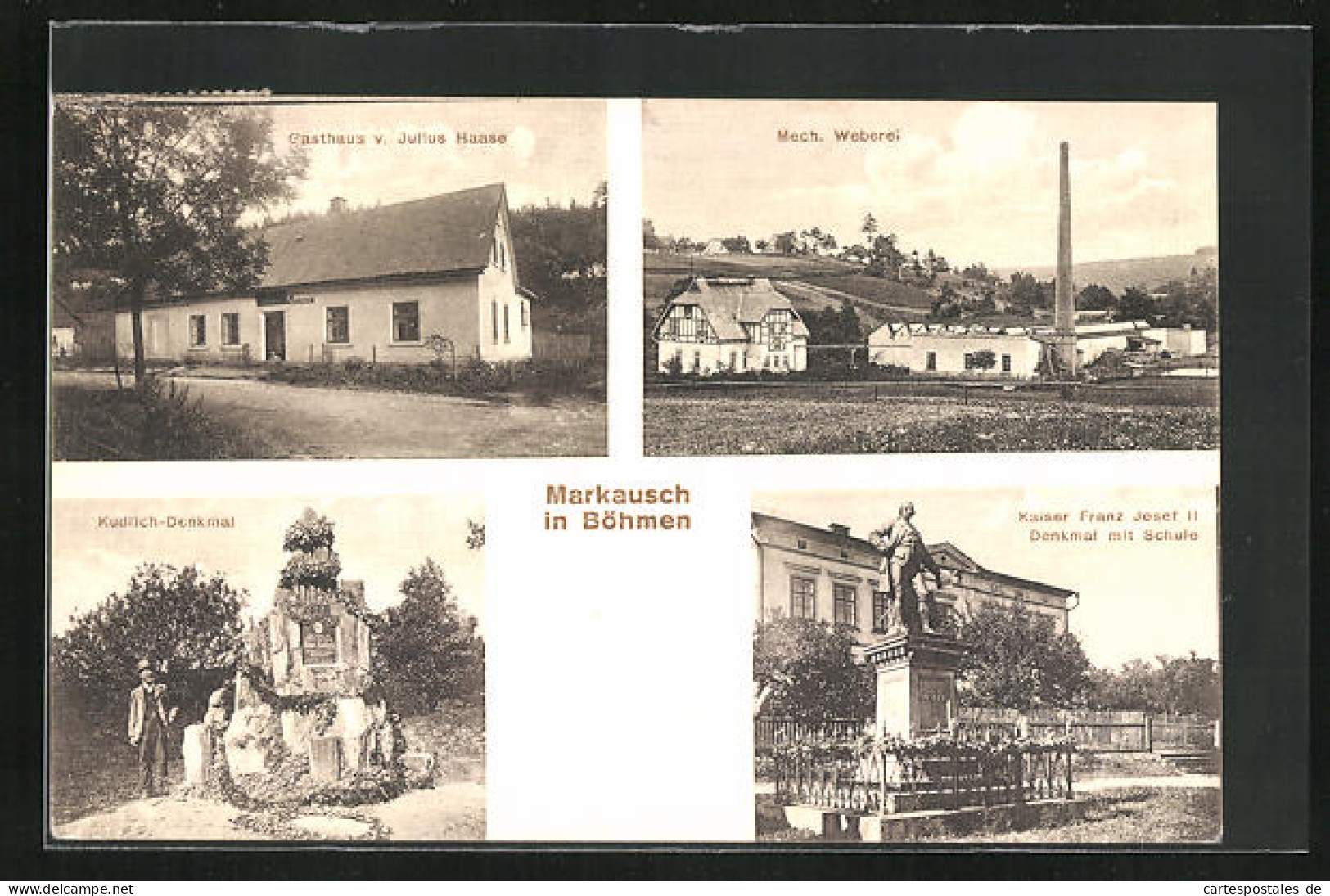 AK Markausch /Böhmen, Gasthaus Von Julius Haase, Mech. Weberei  - Tchéquie