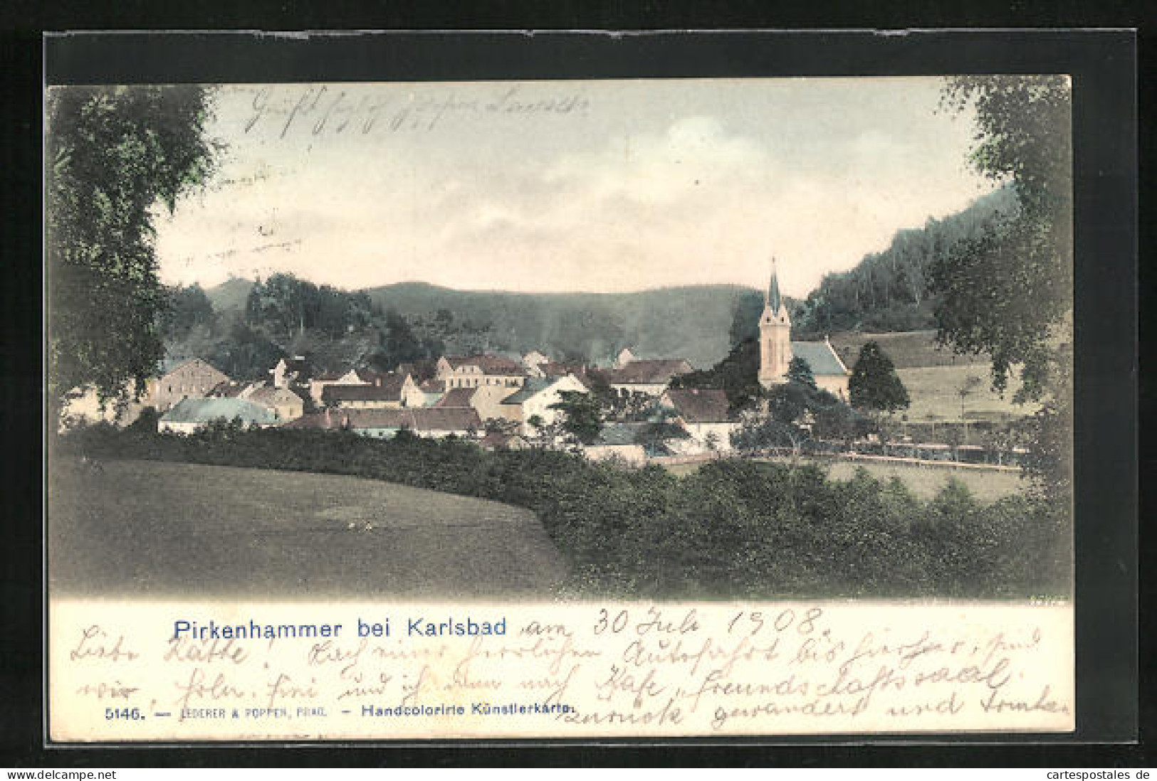 AK Pirkenhammer /Karlsbad, Totalansicht Der Stadt Mit Kirche  - Tchéquie