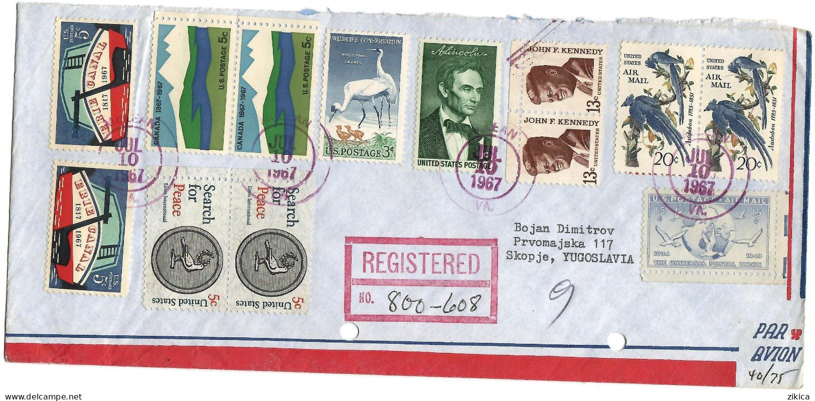 United States REGISTERED Letter Via Yugoslavia 1967 McLean VA - Briefe U. Dokumente