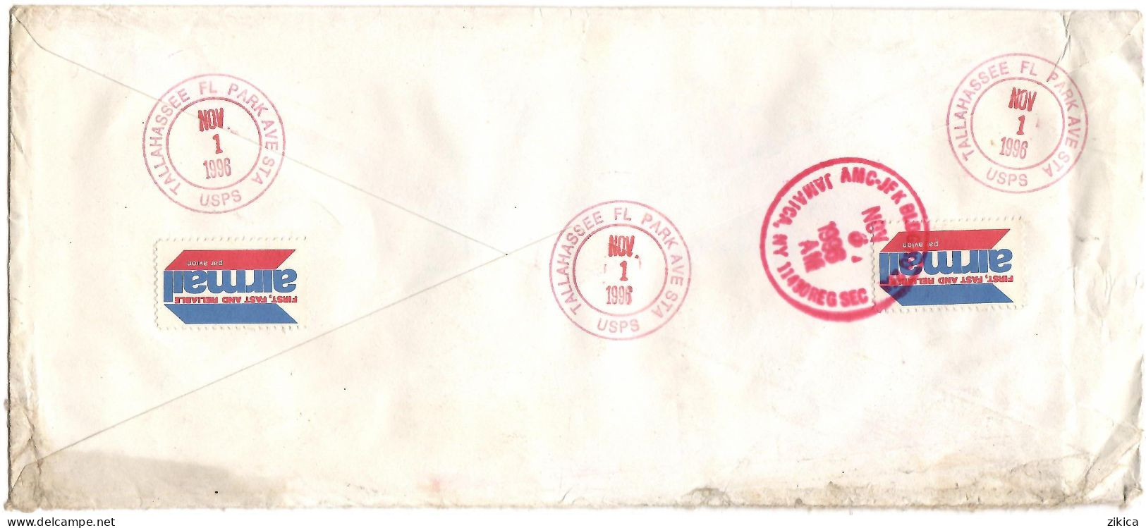 United States REGISTERED Letter Via Macedonia 1996 Tallanassee FL - Lettres & Documents