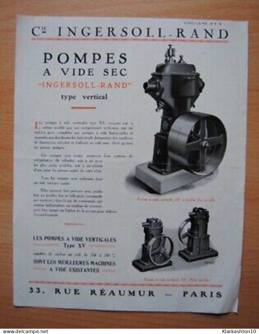 Pub POMPES A VIDE SEC INGERSOLL-RAND à Paris - Other & Unclassified