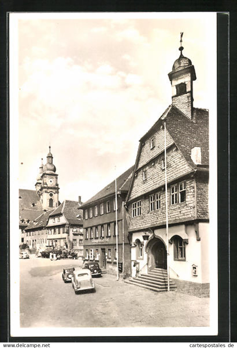 AK Amorbach I. Odenwald, Marktplatz Mit Rathaus Und Katholiischer Kirche  - Amorbach