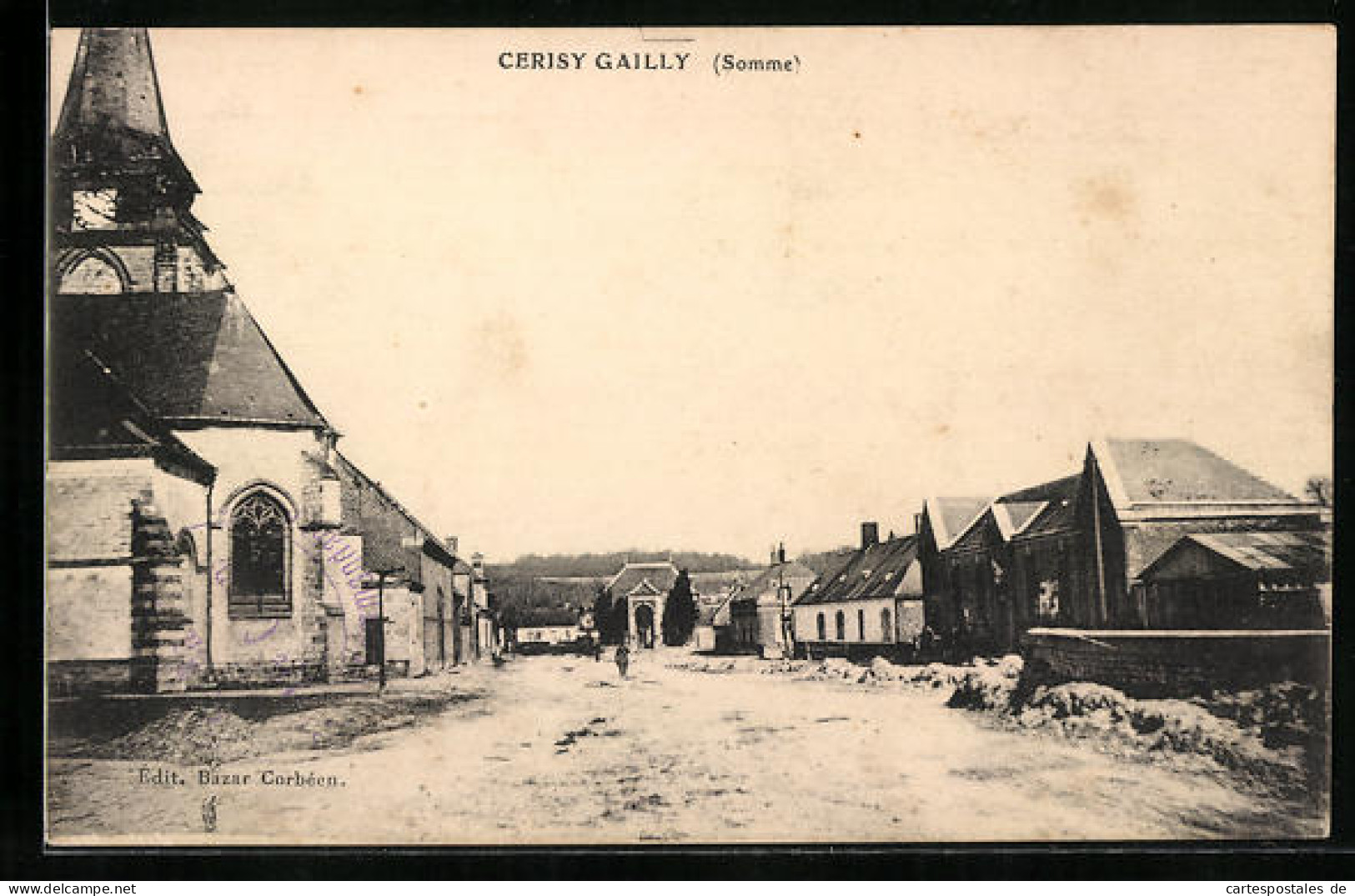 CPA Cerisy Gailly, An Der L'Église Auf Dem Hauptplatz  - Andere & Zonder Classificatie