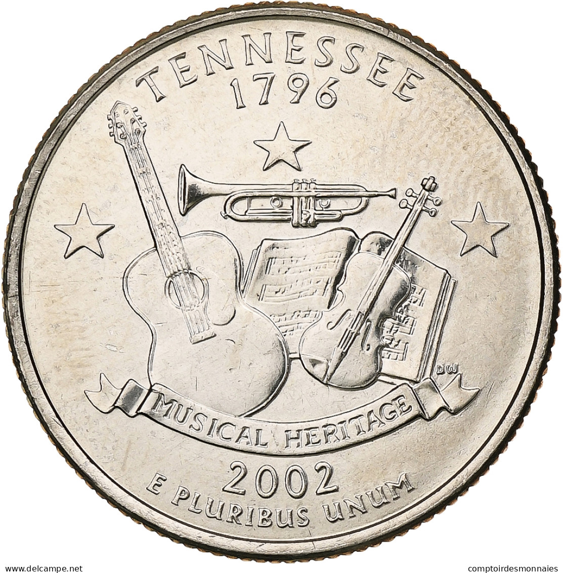 États-Unis, Quarter, Tennessee, Elvis Presley - Love Me Tender, 2002, Denver - 1999-2009: State Quarters