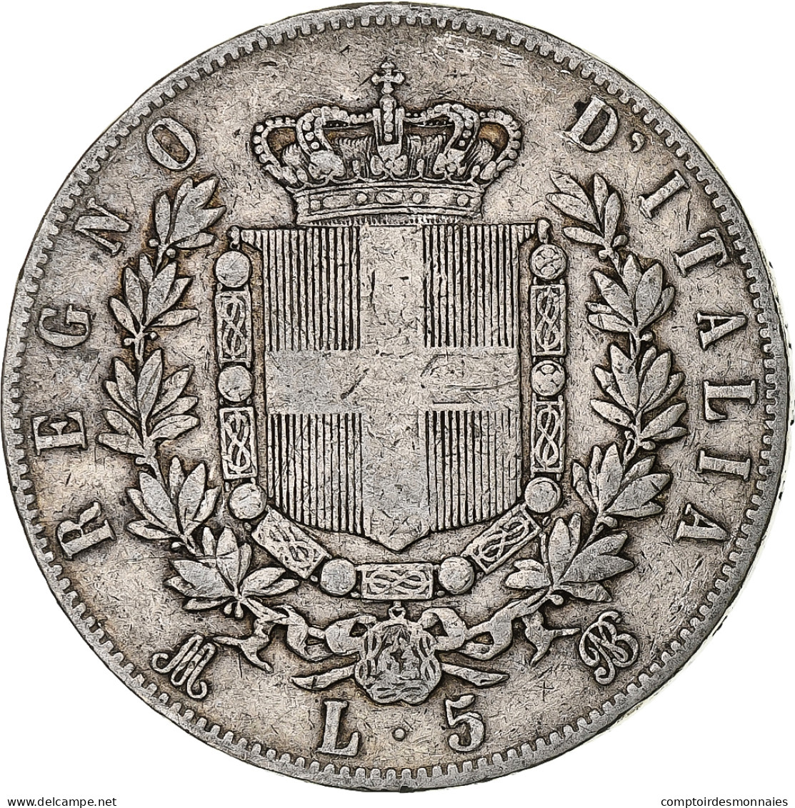 Italie, Vittorio Emanuele II, 5 Lire, 1870, Milan, Argent, TB, KM:8.3 - 1861-1878 : Victor Emmanuel II