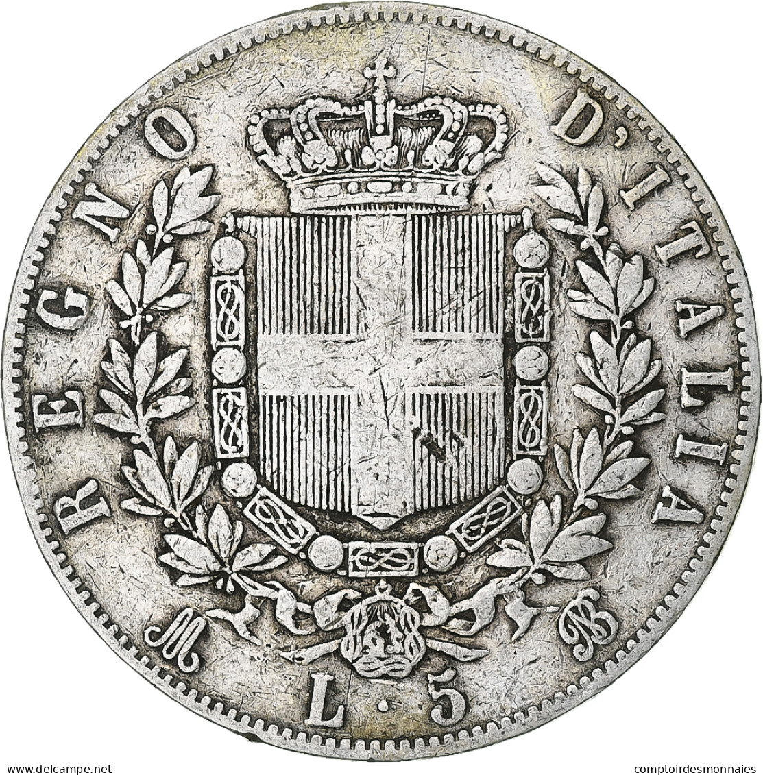 Italie, Vittorio Emanuele II, 5 Lire, 1871, Milan, Argent, TB, KM:8.3 - 1861-1878 : Victor Emmanuel II
