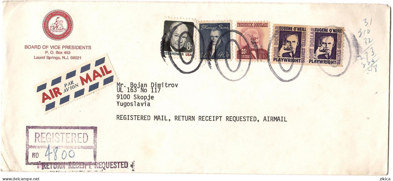 United States REGISTERED Letter Via Yugoslavia 1978 Laurel Springs - Lettres & Documents