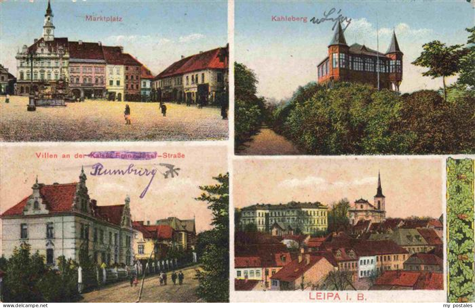 73977408 Leipa_Boehmen_Ceska_Lipa_CZ Marktplatz Kahleberg Villen Blick Zur Kirch - Tchéquie