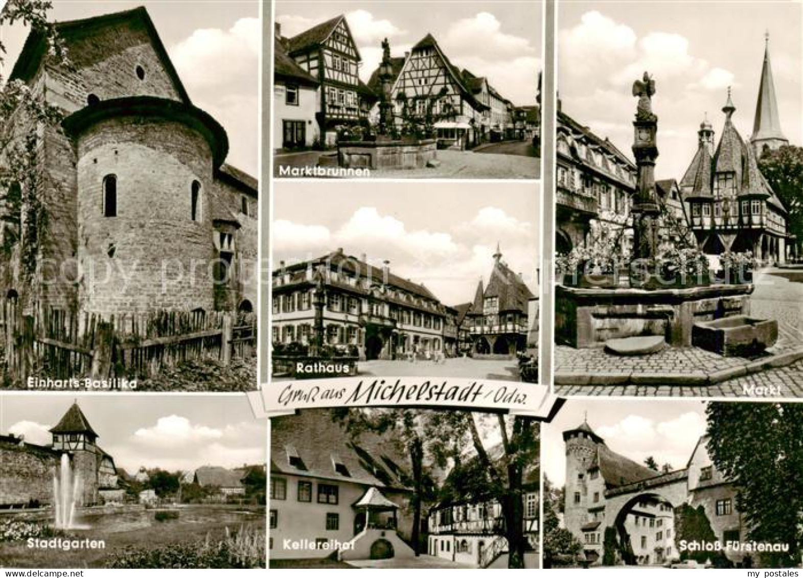 73867335 Michelstadt Marktbrunnen Schloss Fuerstenau Einharts Basilika Rathaus S - Michelstadt