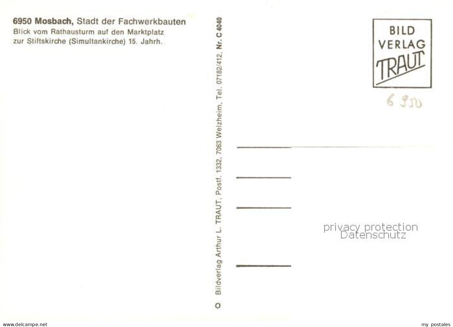 73867276 Mosbach Baden Blick Vom Rathausturm Auf Den Marktplatz Zur Stiftskirche - Mosbach