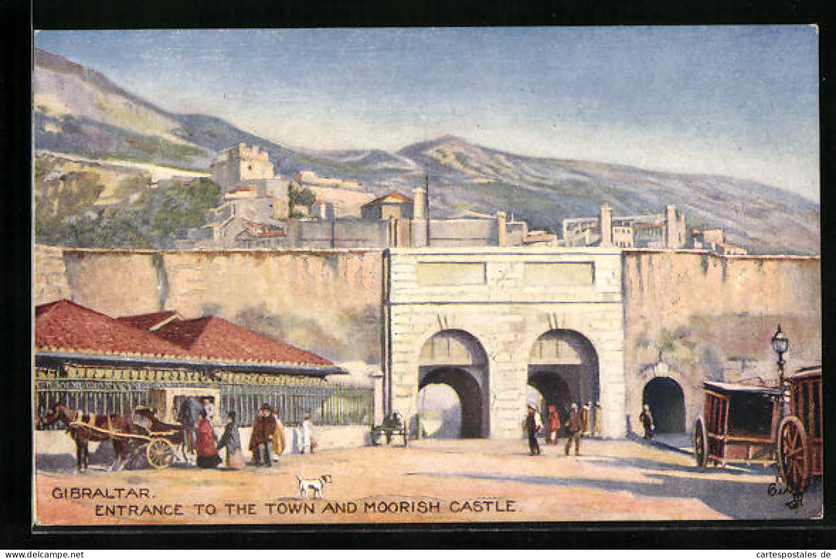 Artista-Postal Gibraltar, Entrance To The Town And Moorish Castle  - Gibraltar