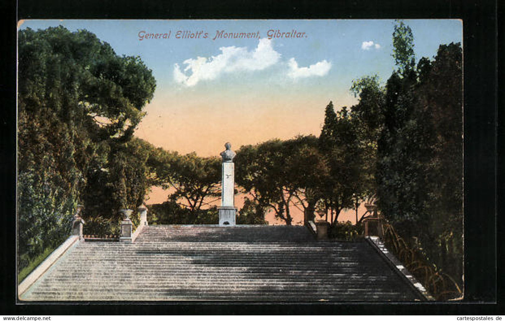 Postal Gibraltar, At The Stairs Of The General Elliott`s Monument  - Gibraltar