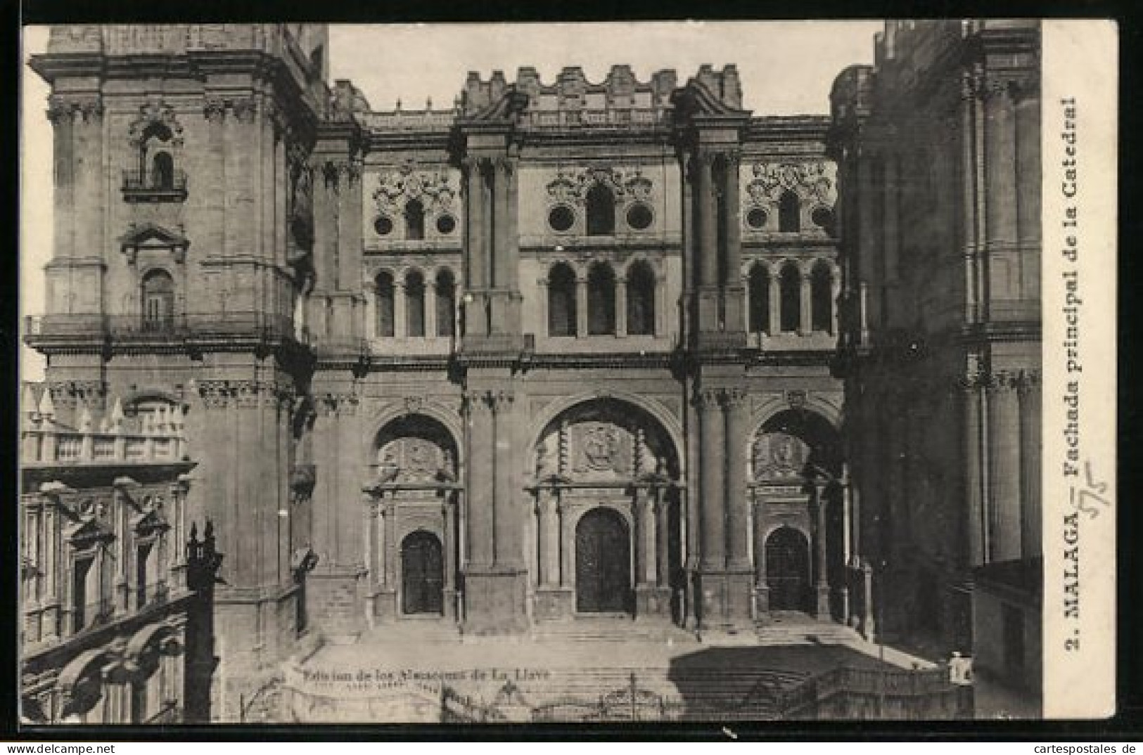 Postal Malaga, Fachada Principal De La Catedral  - Malaga