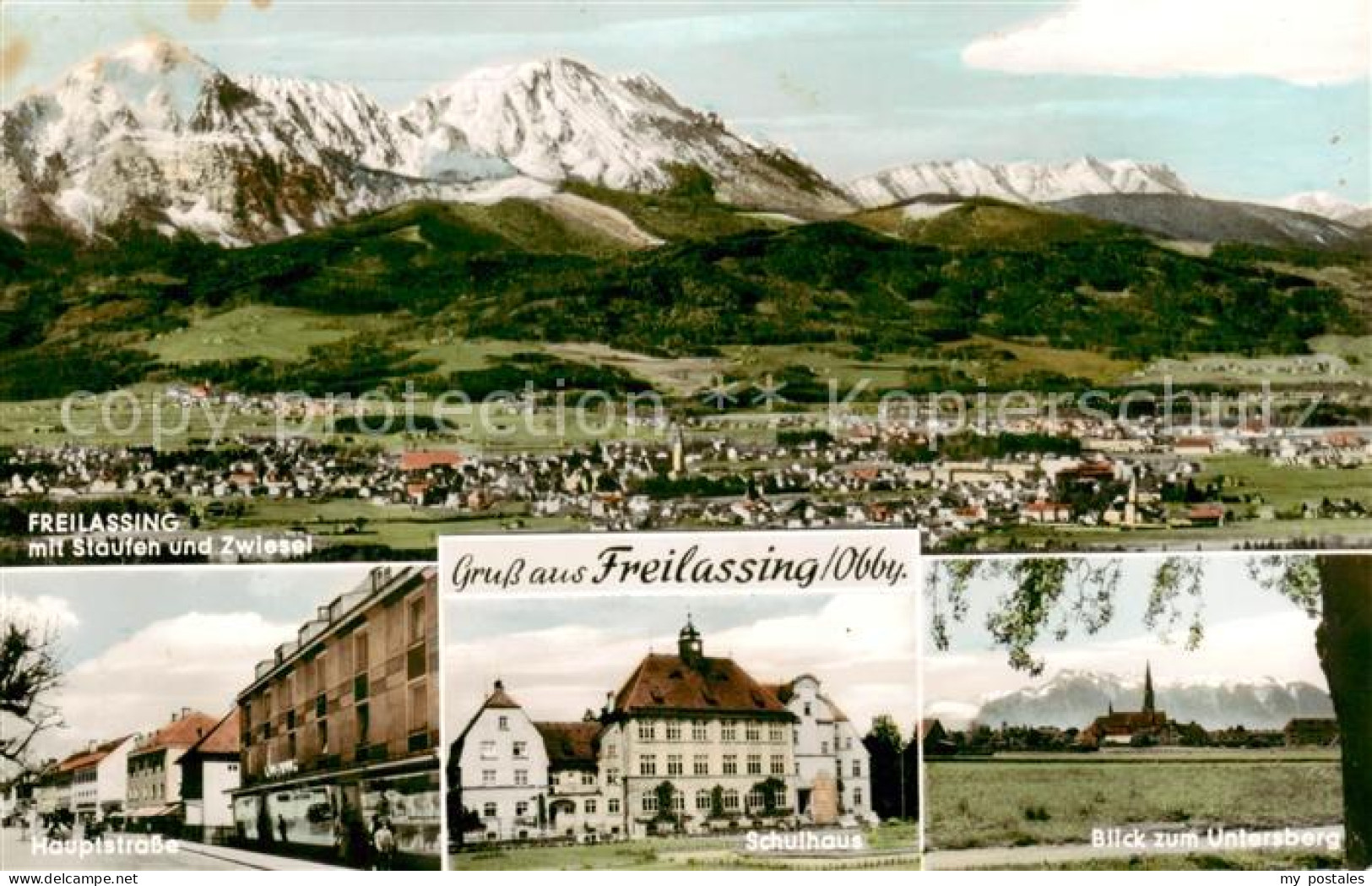 73833196 Freilassing Mit Staufen Und Zwiesel Hauptstrasse Schulhaus Blick Zum Un - Freilassing