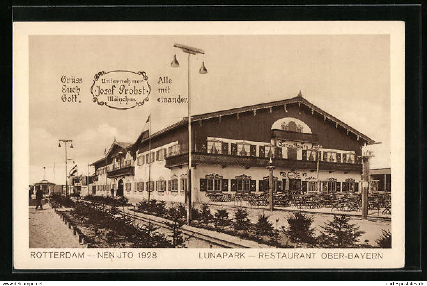 AK Rotterdam, Nenijto 1928, Lunapark, Restaurant Ober-Bayern  - Rotterdam