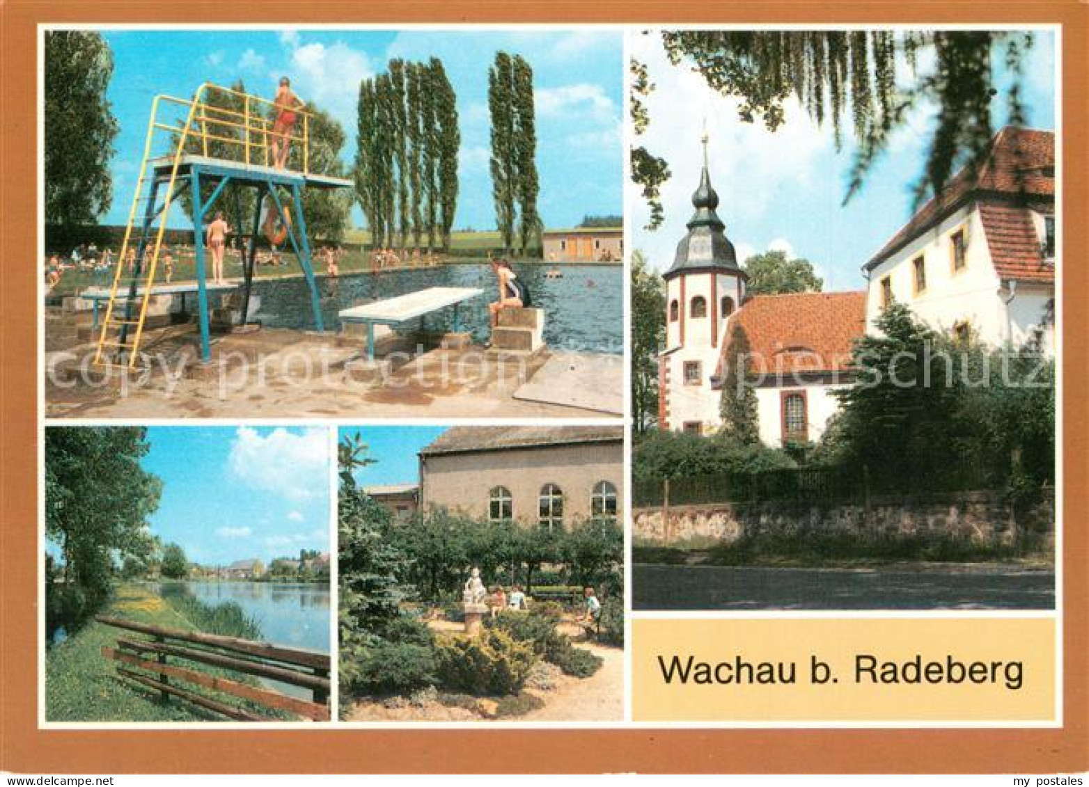 73759315 Wachau Sachsen Schwimmbad Kirche Teilansichte Park Wachau Sachsen - Autres & Non Classés