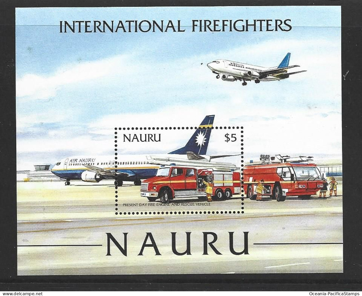 Nauru 2002 International Fire Fighters $5 Miniature Sheet MNH , 2 Small Surface Marks - Nauru