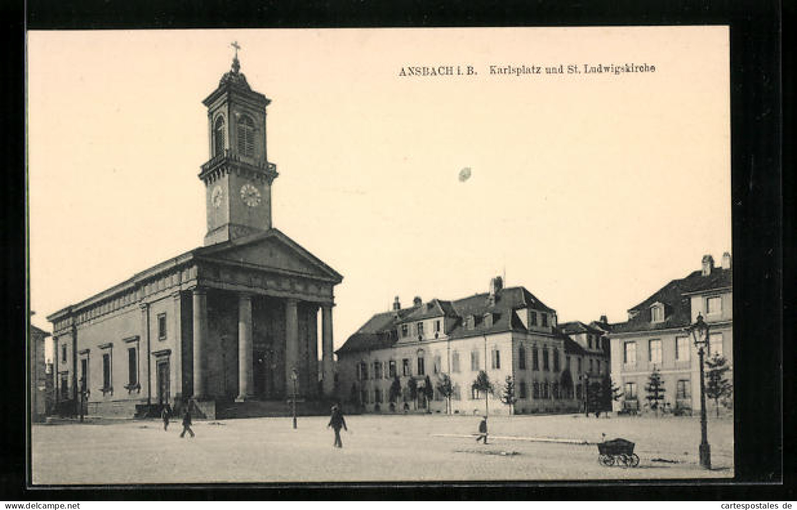 AK Ansbach I. B., Karlsplatz Und St. Ludwigskirche  - Ansbach