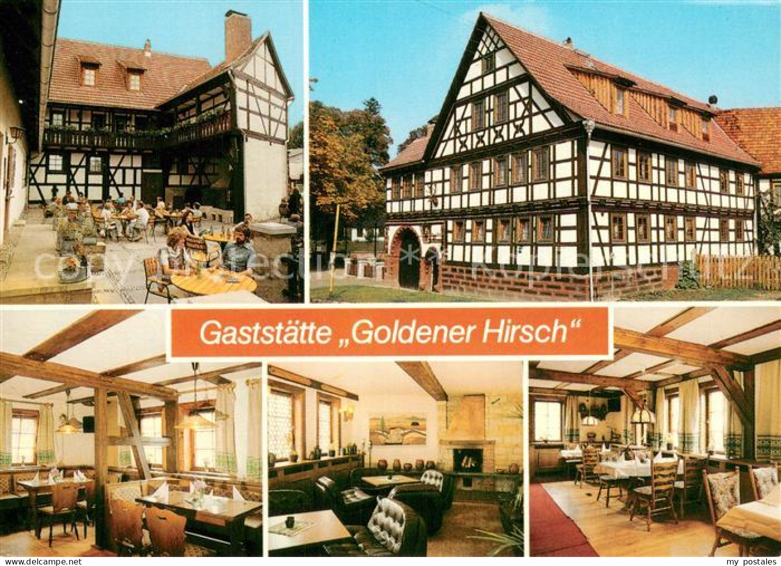 73758977 Neundorf Suhl Gaststaette Goldener Hirsch Biergarten Bierstube Kaminzim - Suhl