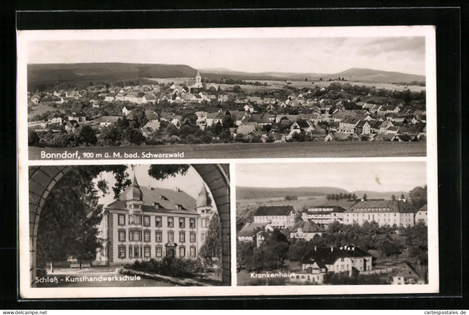 AK Bonndorf / Bad. Schwarzwald, Panorama, Kunsthandwerkschule & Krankenhaus  - Bonndorf