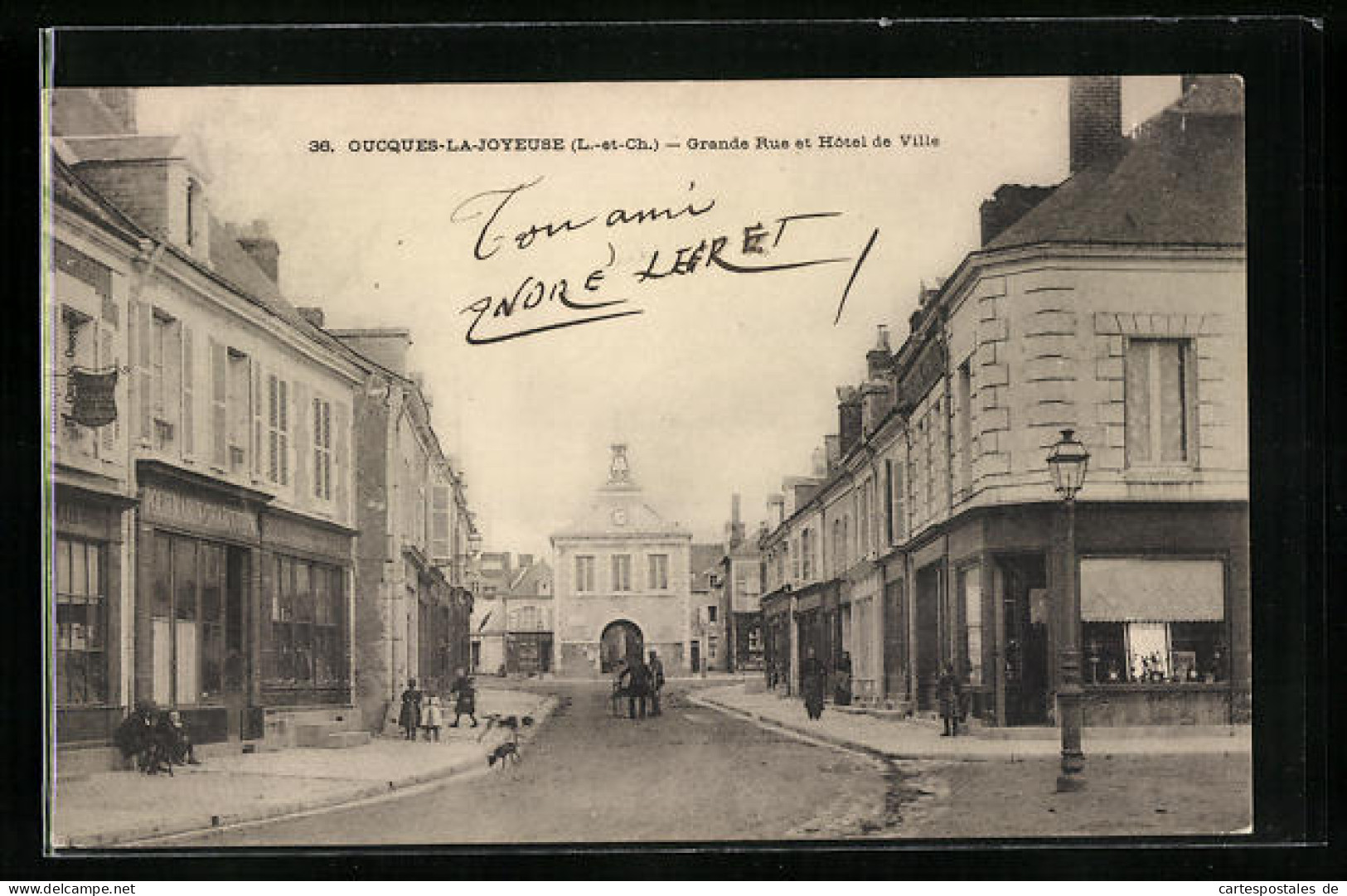 CPA Oucques-la-Joyeuse, Grande Rue Et Hôtel De Ville  - Other & Unclassified