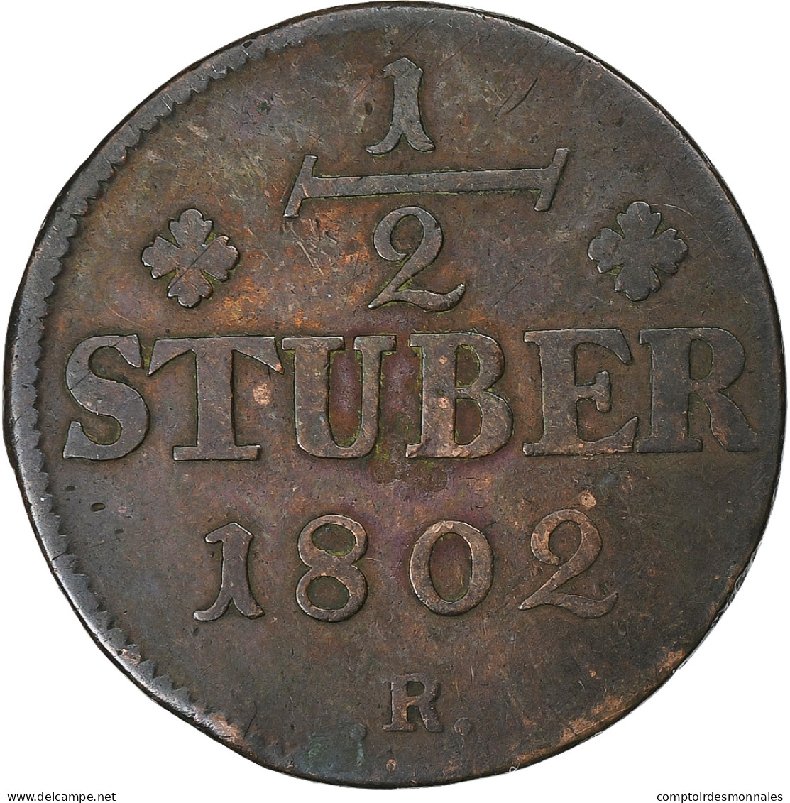 Etats Allemands, BERG, Maximilian IV, Josef, 1/2 Stüber, 1802, Cuivre, TB+ - Petites Monnaies & Autres Subdivisions