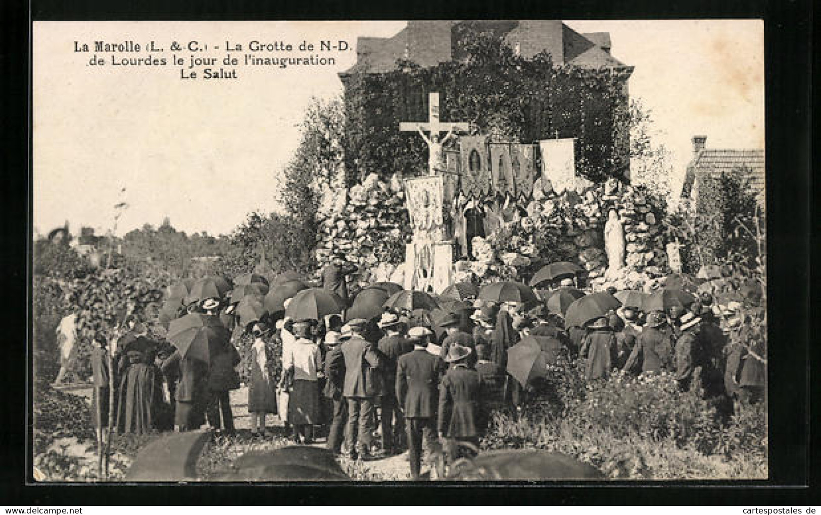 CPA La Marolle, La Grotte De N.-D. De Lourdes Le Jour De L`Inauguration  - Autres & Non Classés