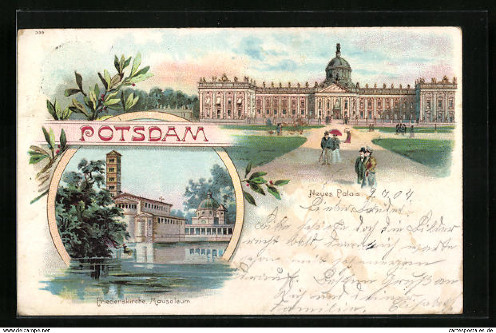 Lithographie Potsdam, Neues Palais, Friedenskirche Mit Mausoleum  - Potsdam