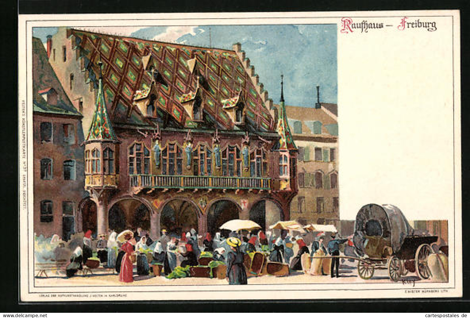 Künstler-AK Heinrich Kley: Freiburg, Rathaus Mit Markt  - Kley