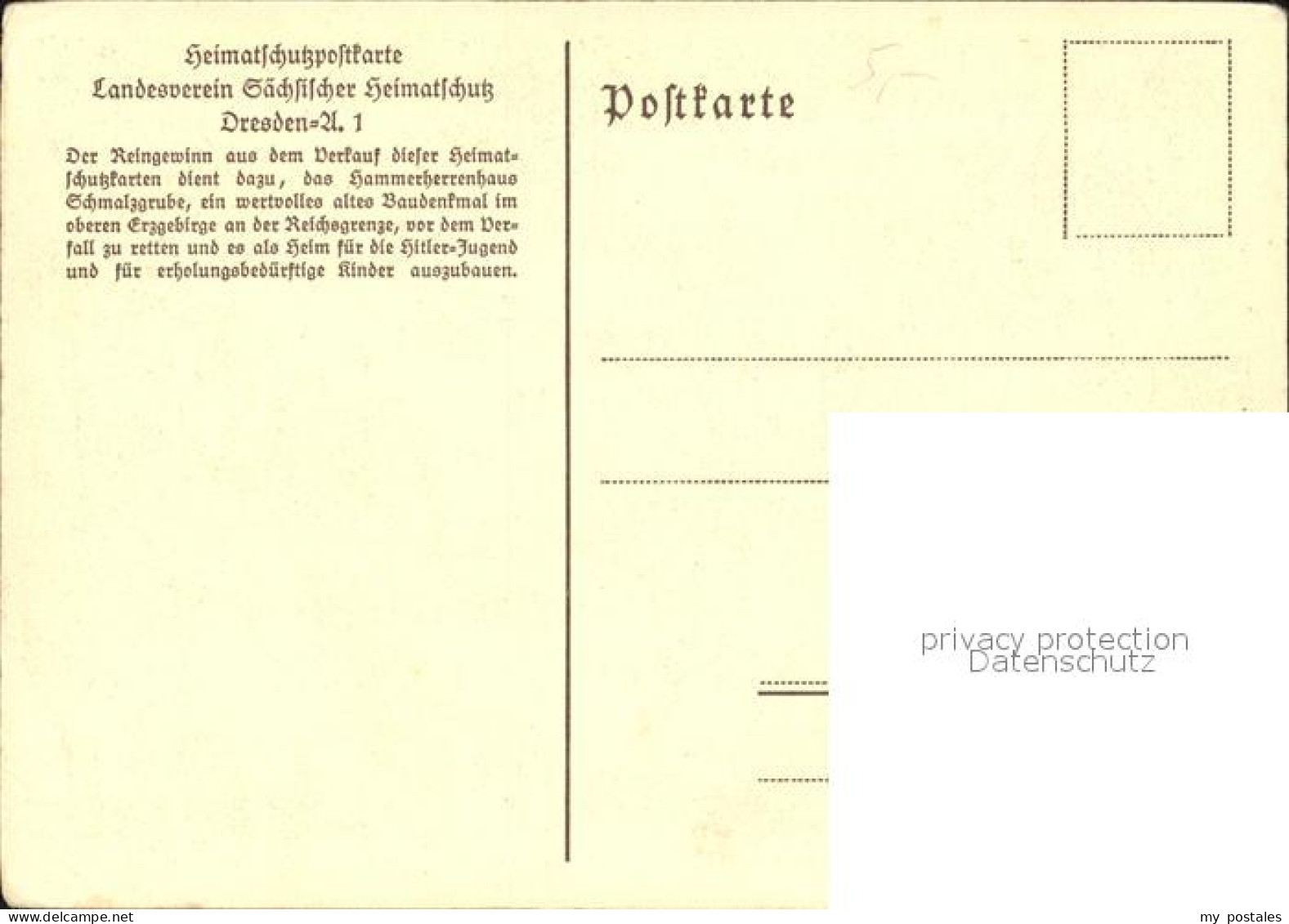 72491781 Schmalzgrube Hammerherrenhaus Verfallene Tuer Heimatschutzpostkarte Sch - Jöhstadt