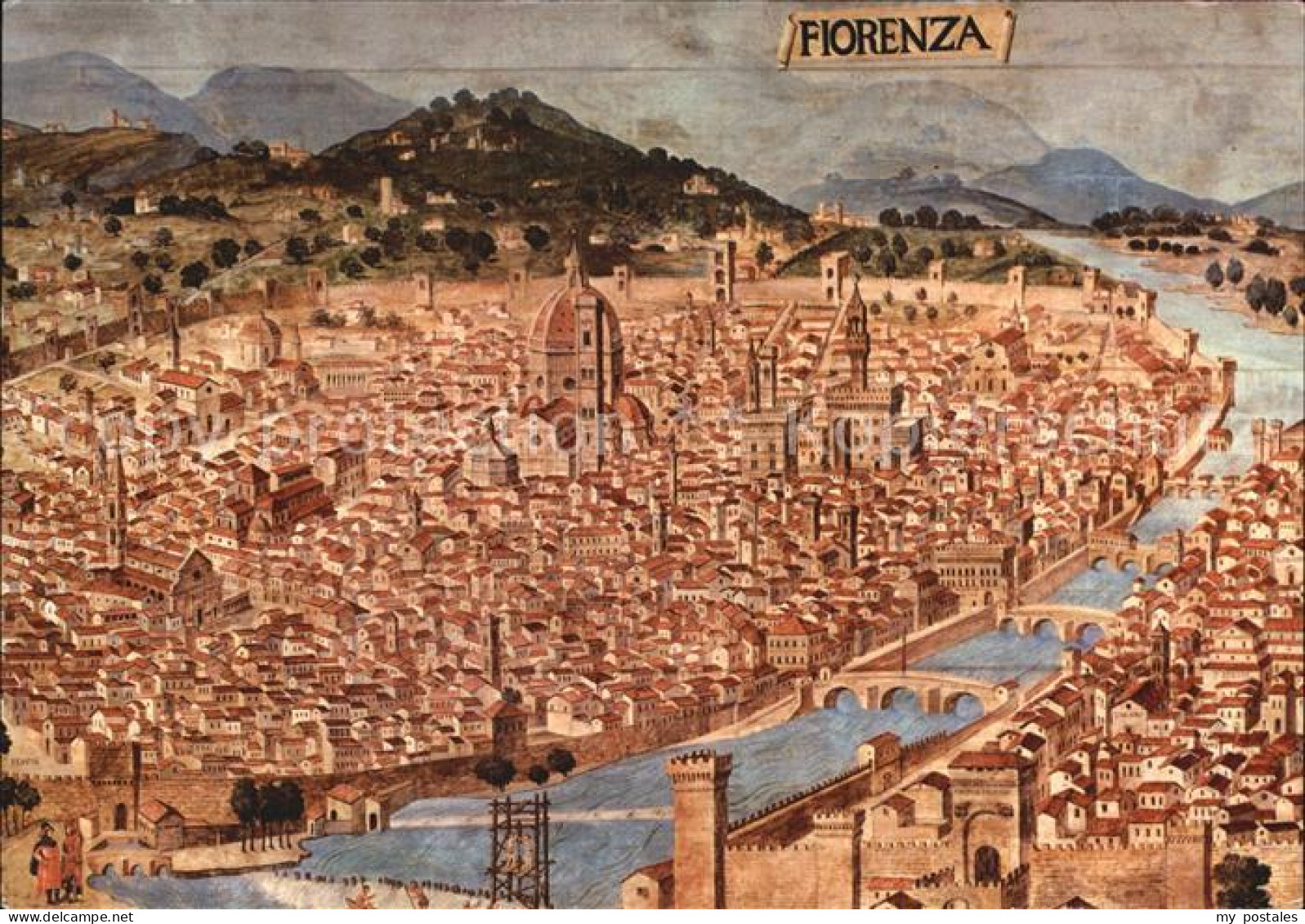 72491451 Firenze Florenz Kuenstlerkarte Bruecken Und Altstadt  - Otros & Sin Clasificación