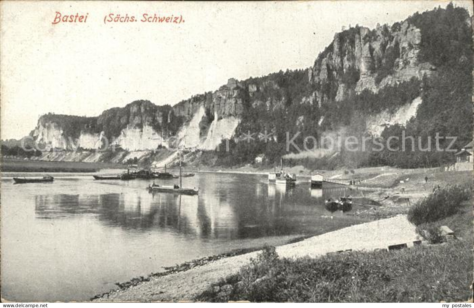 72490913 Bastei Saechsische Schweiz Uferpartie An Der Elbe Elbsandsteingebirge B - Rathen