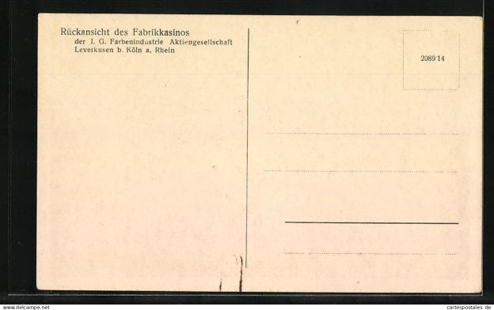 AK Leverkusen B. Köln A. Rhein, Rückansicht Des Fabrikkasinos Der I. G. Farbenindustrie AG  - Leverkusen