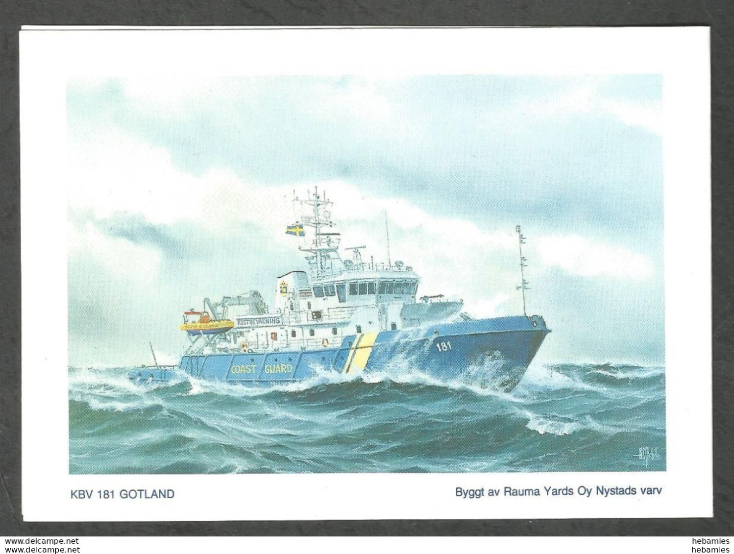 Coast Guard Ship KBV 1 GOTLAND  - SWEDISH COAST GUARD Season's Greetings Folding Card - - Warships