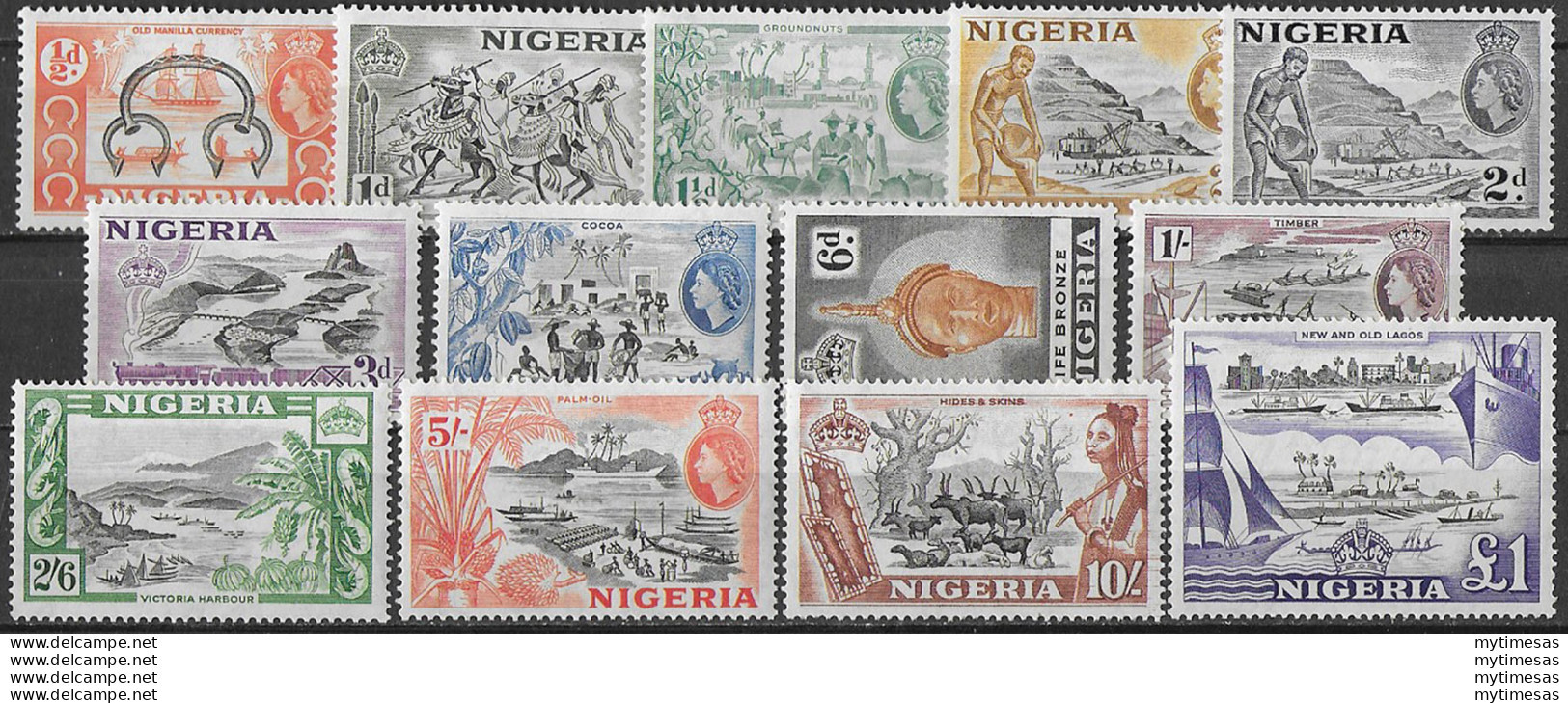 1953-58 Nigeria Elisabetta II 13v. MNH SG N. 69/80 - Autres & Non Classés