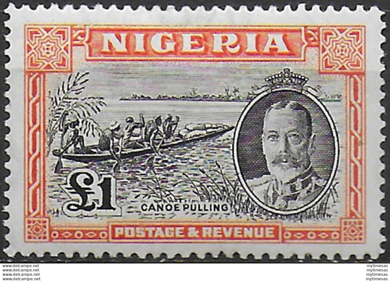1936 Nigeria Giorgio V £1 Black And Orange MNH SG N. 45 - Other & Unclassified