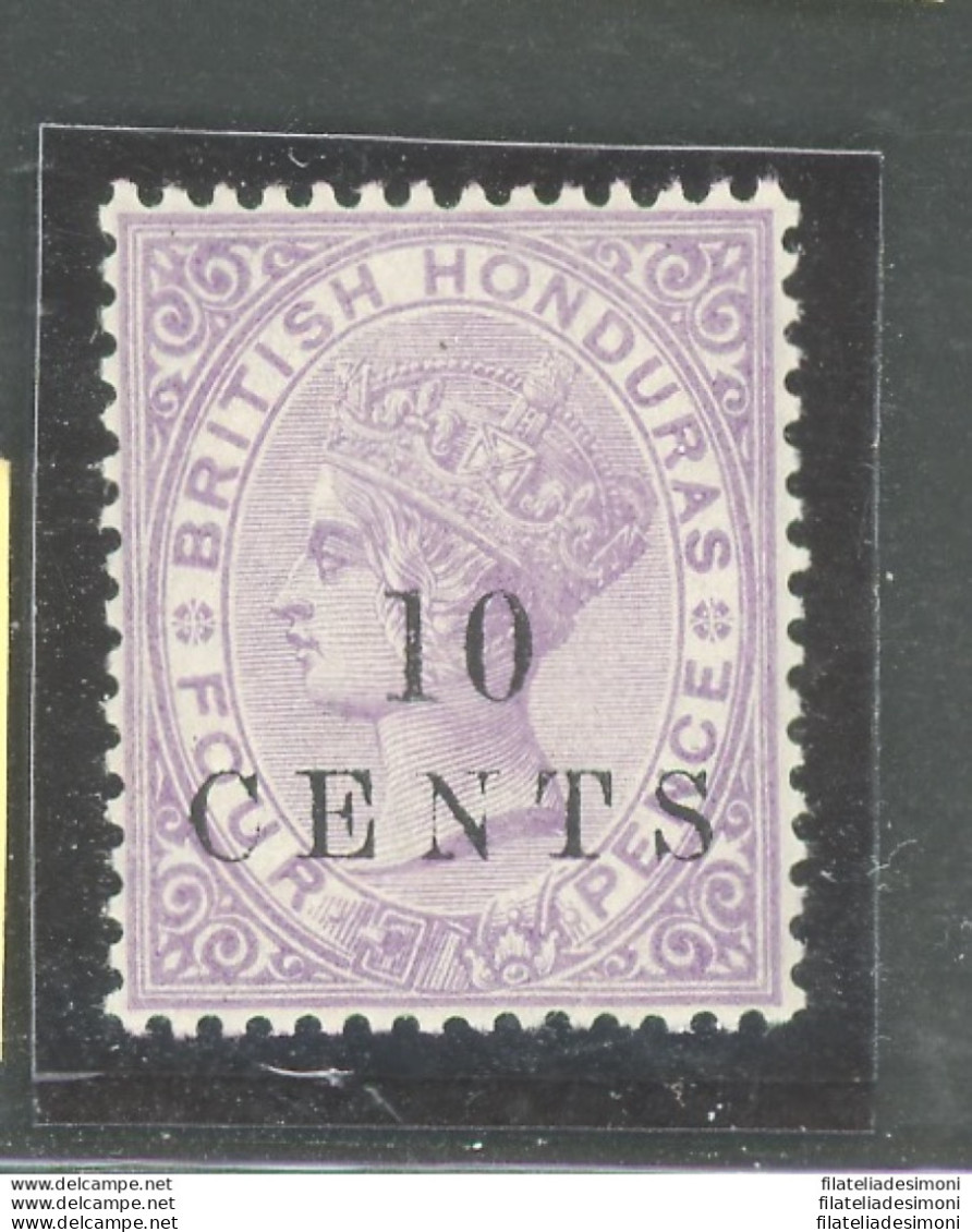 1888 BRITISH HONDURAS, Stanley Gibbons N. 28 - 10 Cent On 4d. Mauve - MLH* - Autres & Non Classés