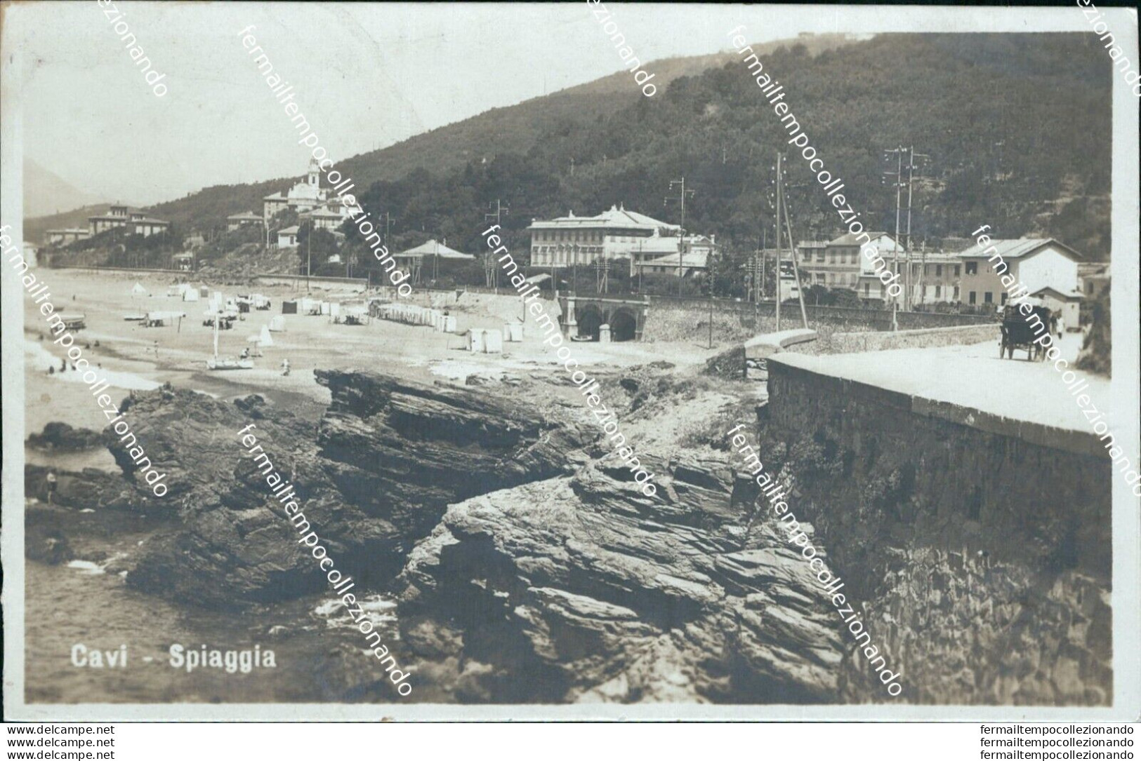 Bt297 Cartolina Fotografica Cavi Spiaggia Provincia Di Genova   Liguria - Genova (Genua)