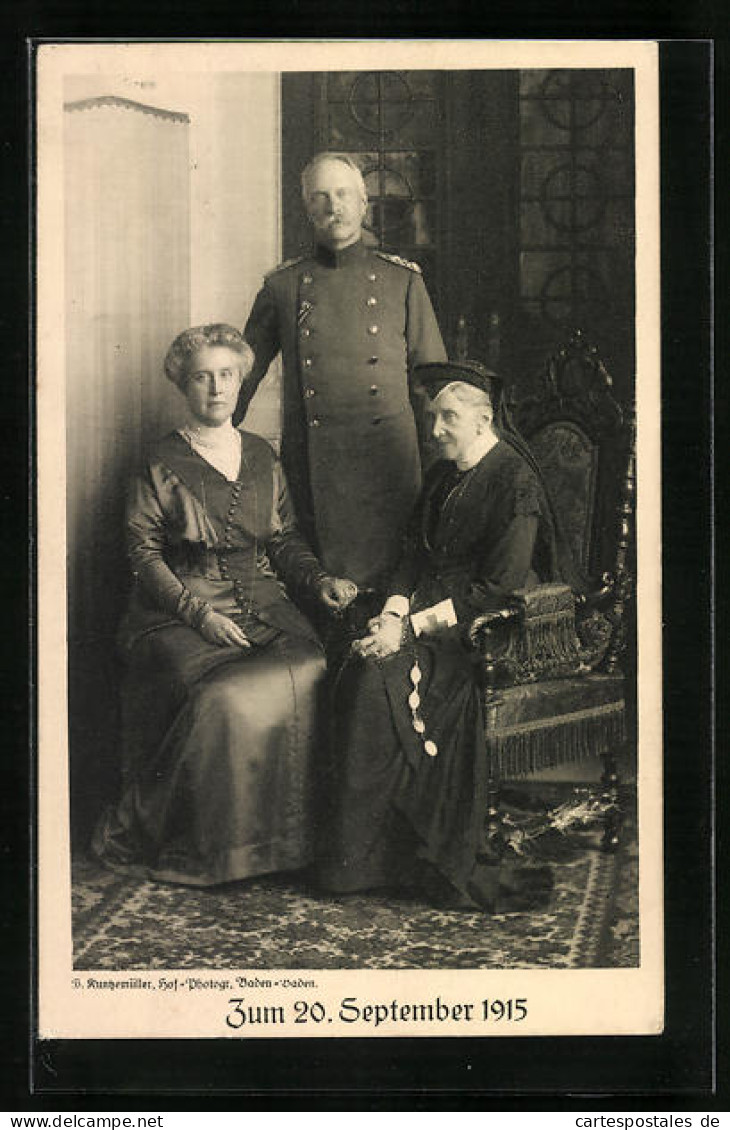 AK Grossherzog Friedrich II. Von Baden Mit Gemahlin Und Mutter  - Royal Families