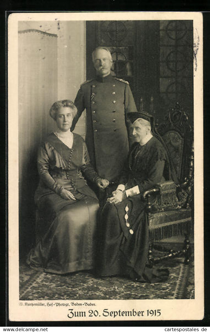 AK Grossherzog Friedrich II. Von Baden Mit Seiner Ehefrau Und Seiner Mutter  - Royal Families
